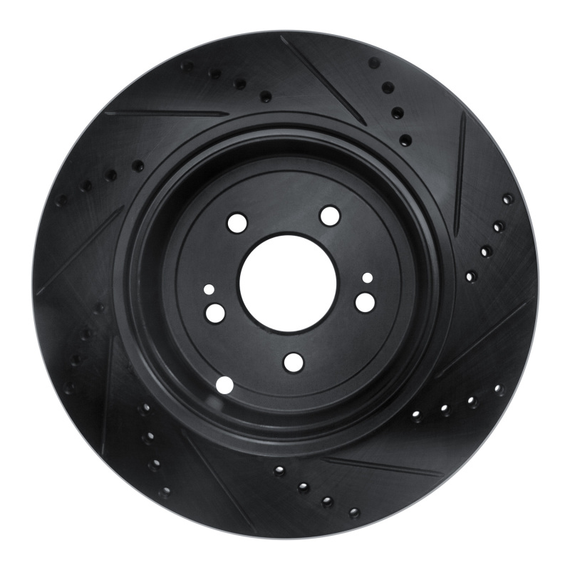 Genesis G70 Brake Rotor (1) - Rear Left - R1 Concepts - Drilled & Slotted - Black - `18-`25